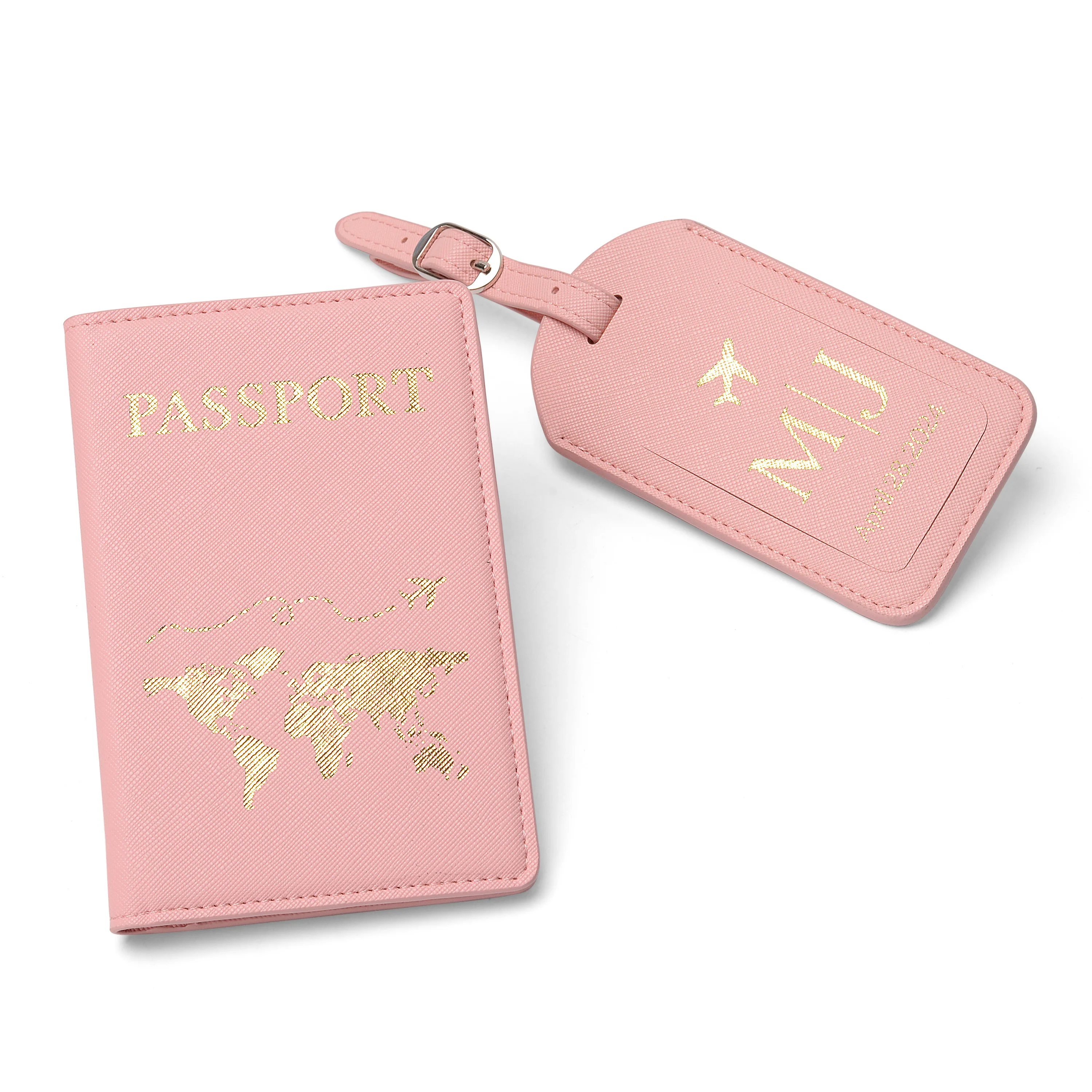 New combination business passport holder with travel luggage tag hotel promotional gift customizable badges travel kit organizer