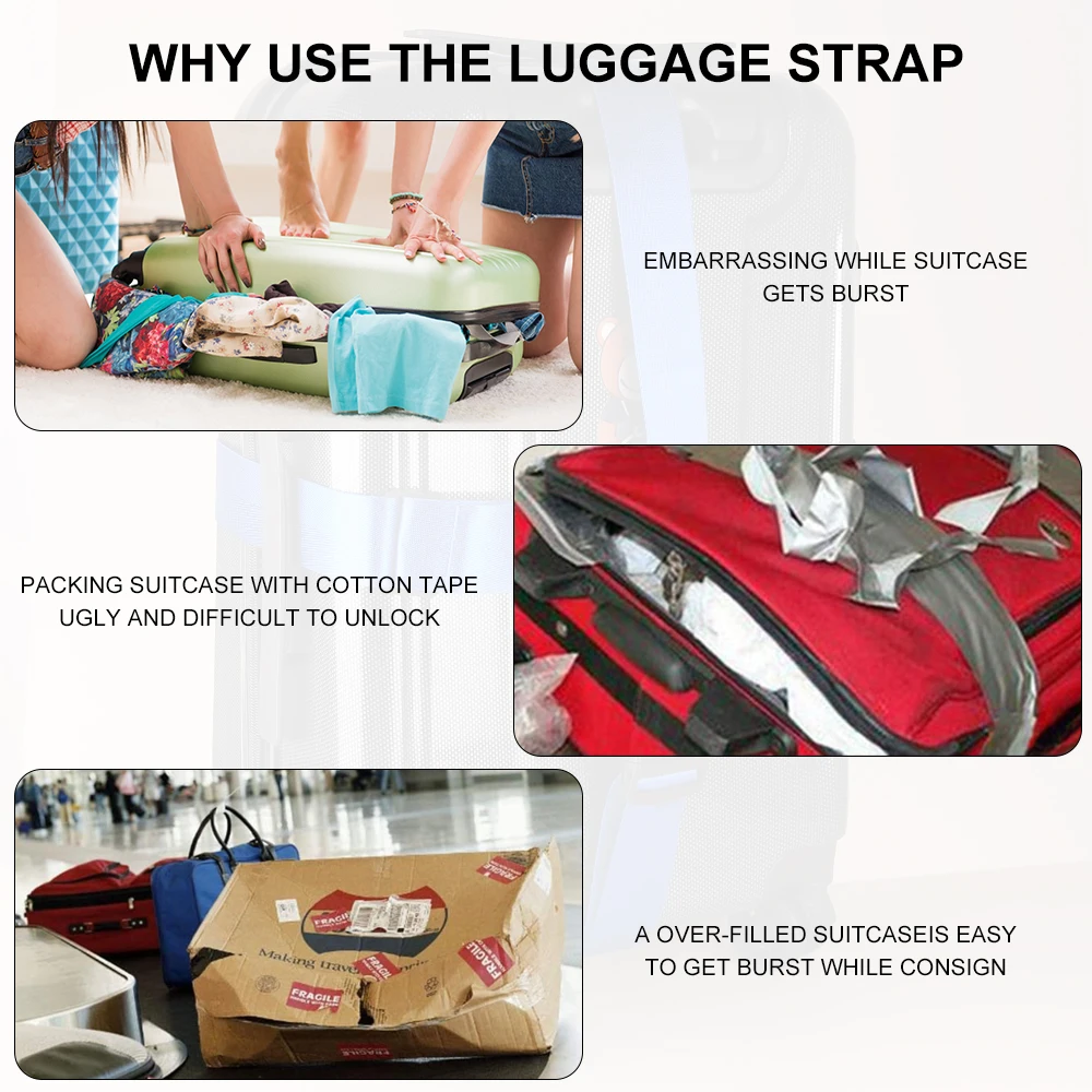 Custom Sublimated Print Logo Rainbow For With Tsa Lock Buckle Woven Nylon Pp Polyester Suitcase Travel Luggage Belt Strap