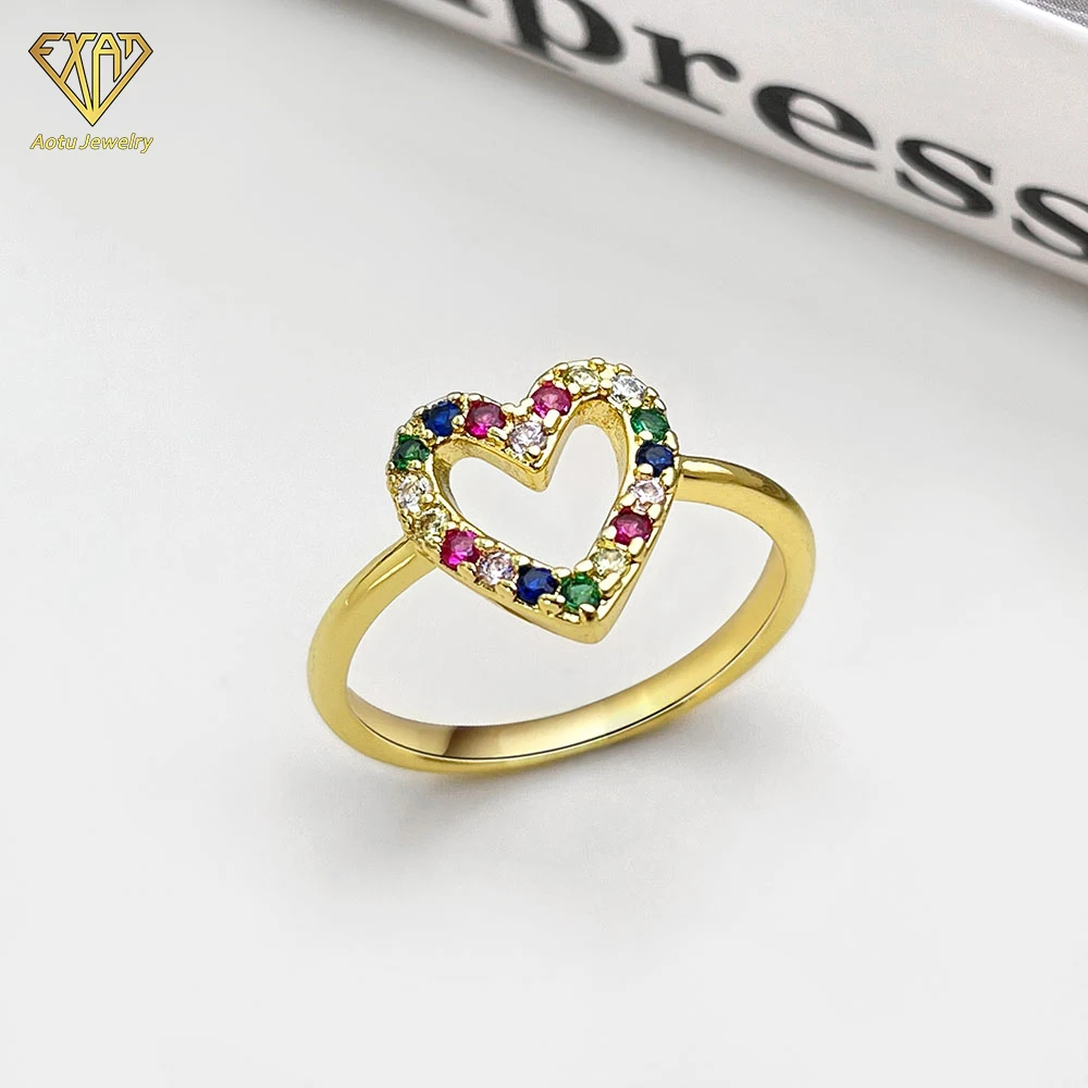 Fancy jewelry 18k gold multi color marquise love heart eyes whale shape dainty zircon ring