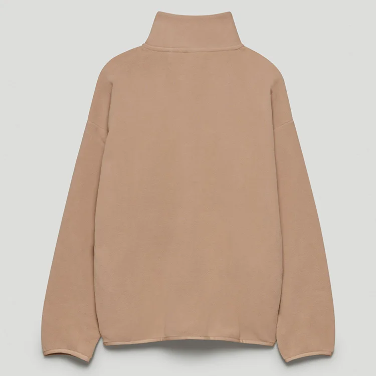 New York Korean Style 100 Cotton  Blank Hoodies Plain No Brand Customize Cotton Womens Oversized Sherpa 1/4 Zip Sweatshirt