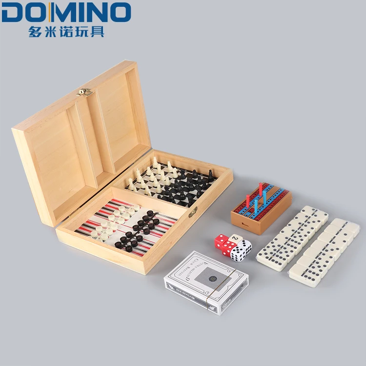 Factory Professional 5 in 1 Multi function chess set wooden luxury chess gift for kids