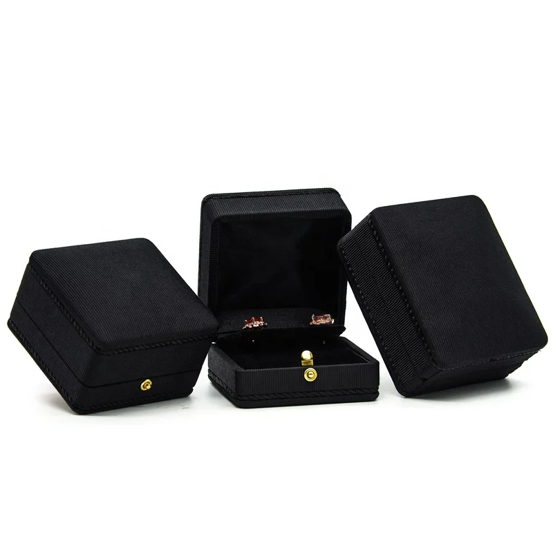105*153mm interlock fabric and satin jewellery ring and necklace storage boxes jewelry packaging box full set