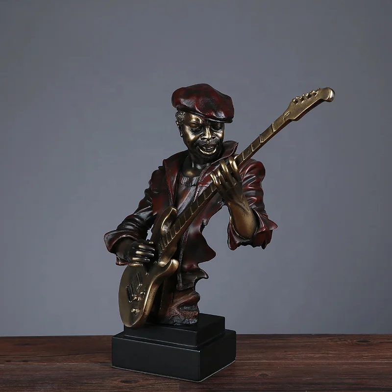Modern Color Painted Resin Art Home Decor Musician Sax Player Bronze Bust Statues Table decor ornament