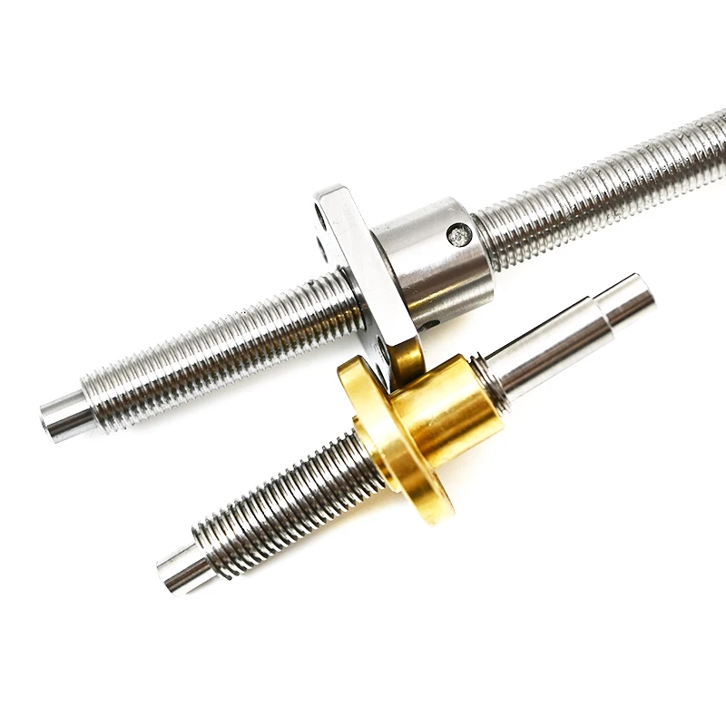 5mm 6mm Diameter 1mm 2mm Lead Pitch Strong Hardness China Trapezoidal Lead Screw Tr5x1 Tr5x2 Tr6x1 Length 550mm 500mm with nut