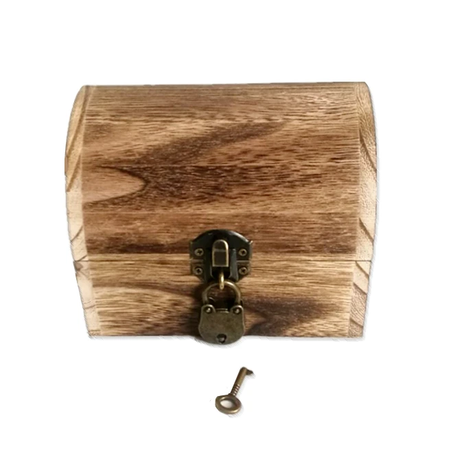 Vintage Treasure Chest Jewelry Box Pirate Wooden Trinket Boxes with Lock and Key Keepsake for Baby Toy,Stash,Home Decor