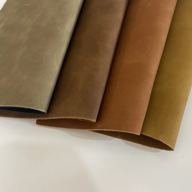 1.0mm PU Material Leathercraft Crazy Horse Piece Pull-up Leather Oil Tanned Leather