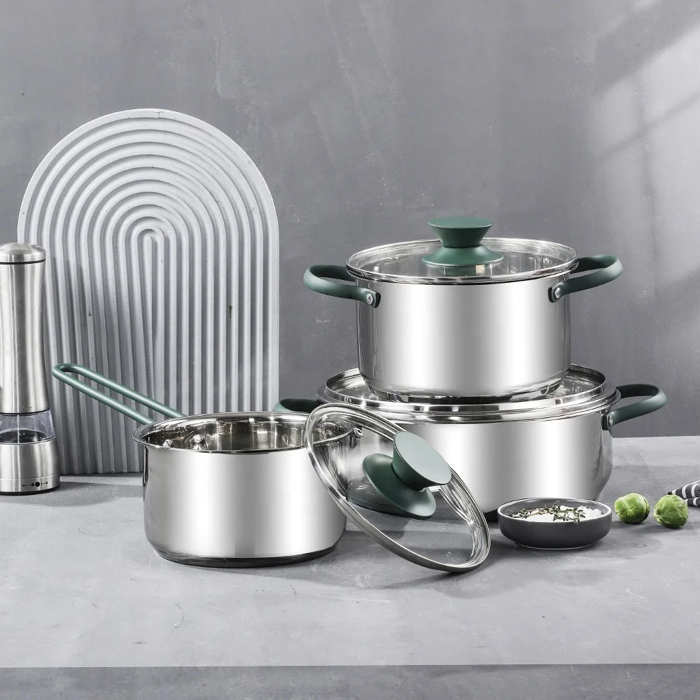 Kitchen 3 Pcs Non Stick Cookware Set Stainless Steel Cooking PURE