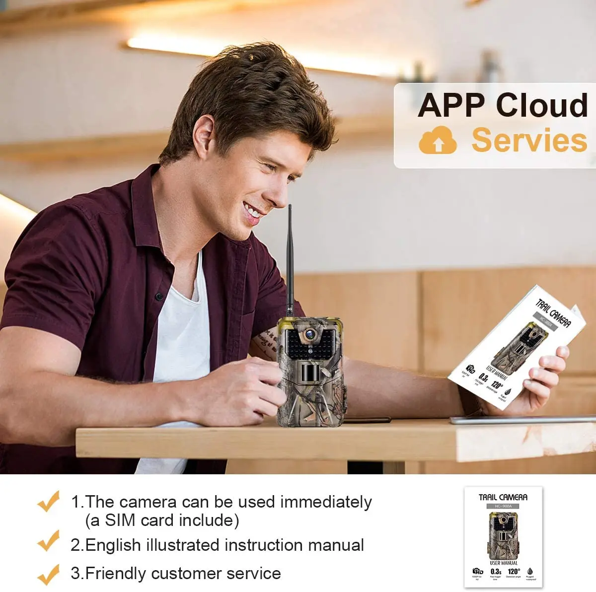 HC-900PRO 4K 30MP Hunting Camera with APP Cloud 4G Live Video 256GB Wireless IP65 Waterproof Wildlife Trail Camera