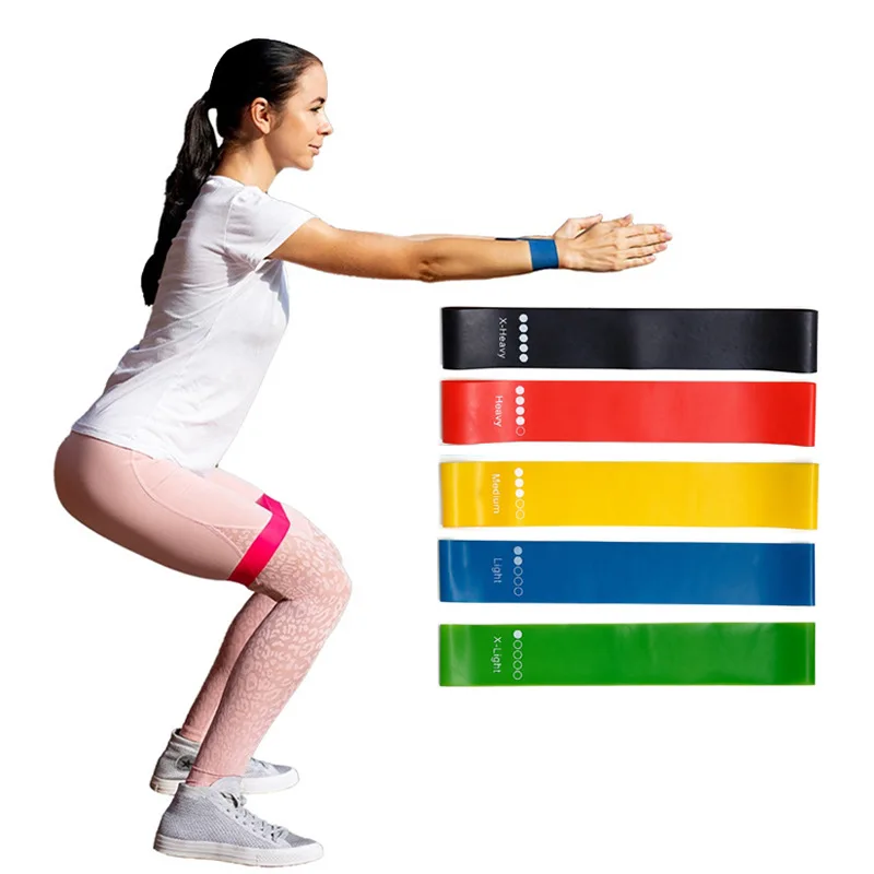 5Pcs Home Gym Fitness Body Stretching Band set Exercise Yoga Loops Mini Resistance Bands Set With Carry Bag
