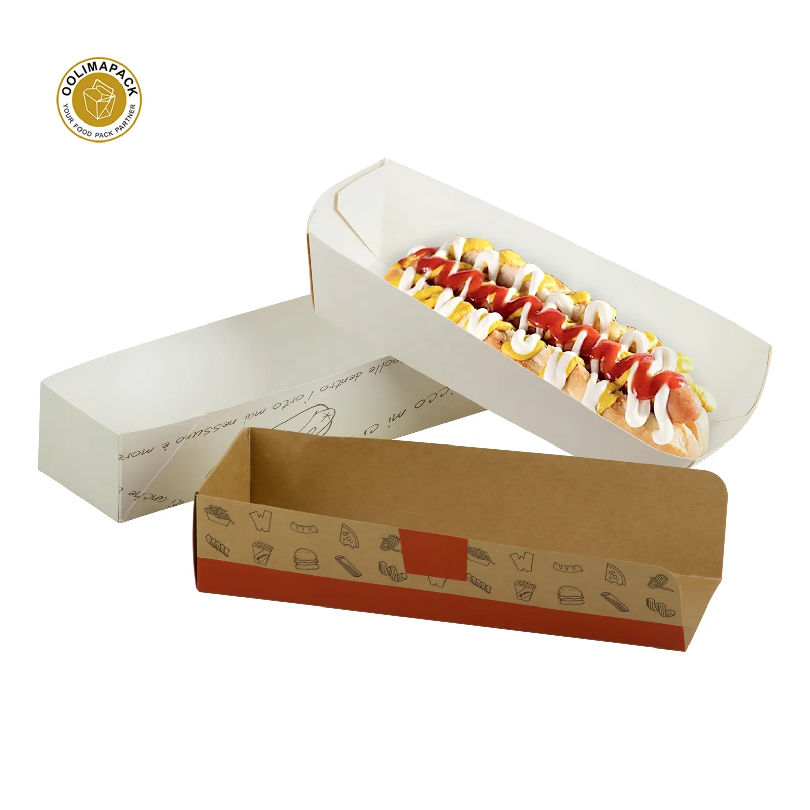 Custom Disposable Kraft Packaging Fast Food Takeout To Go Hamburger Fried Chicken Hot Dog Paper Box