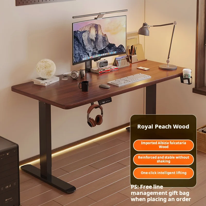 Solid wood electric lift table home office desk lift able gaming table