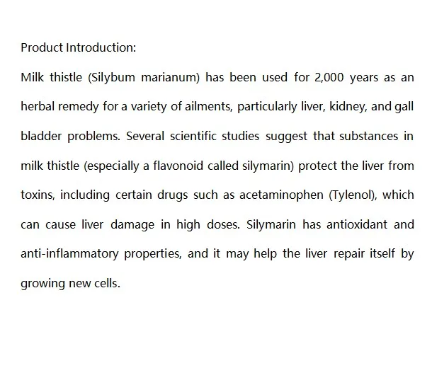 
High Quality Pure Silymarin 70% 80% UV milk thistle extract 