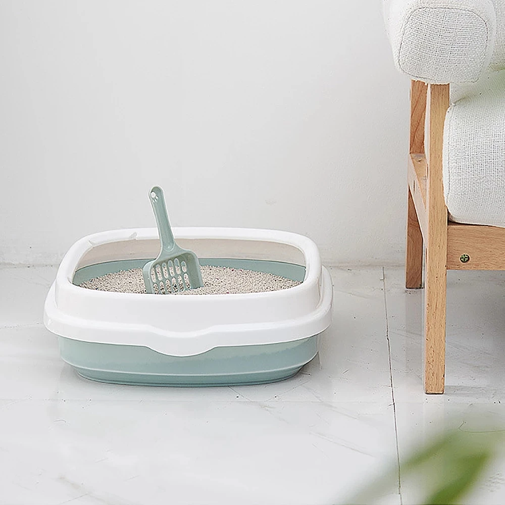 HOT SALE NEW Pet Products Cleaning Plastic Thicken Cat Toilet Box Trays Simple Cute Cat Litter Box With Cat Litter Shovel