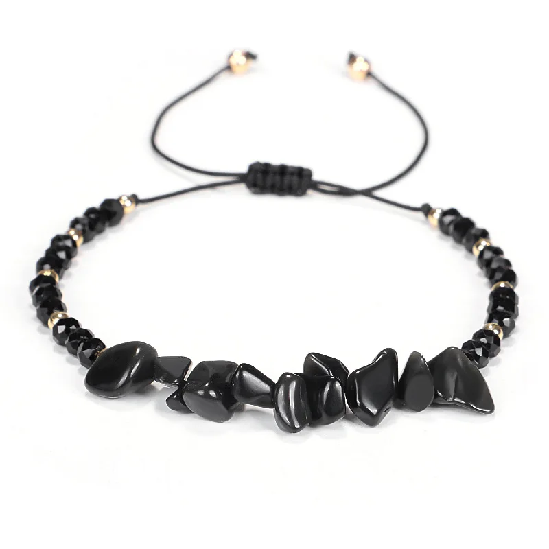 Wholesale Hand Knitting Irregular Natural Stone Crystal Bracelet Gravel Beads Adjustable Bracelet