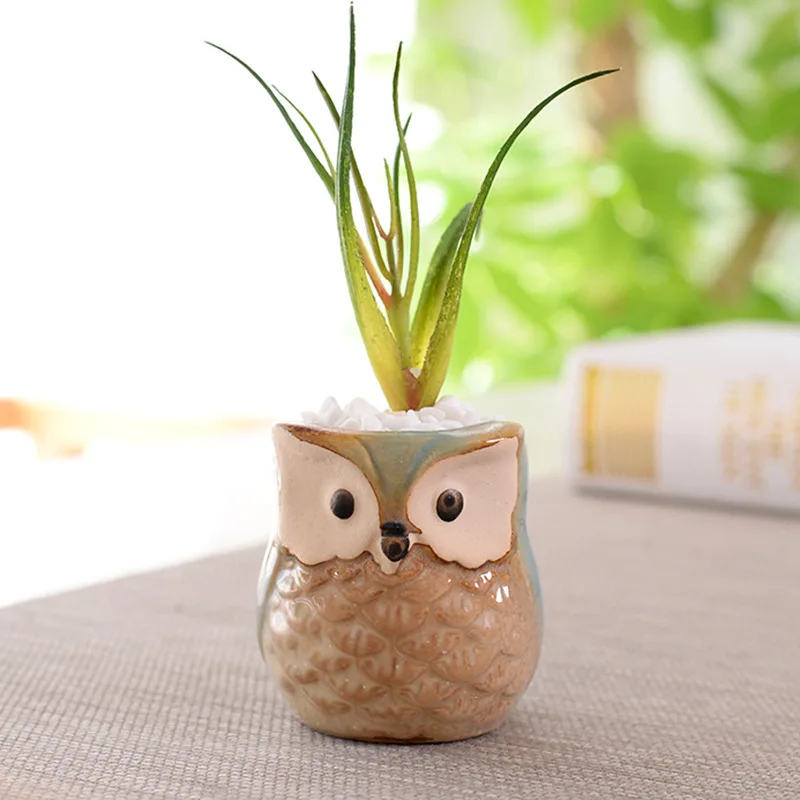 Home Office Decor Flower Pot Thumb Small Cartoon Plant Succulent Pots Ceramic Mini Owl Flower Pot