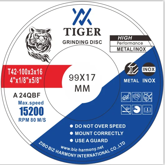 T41 Flat cutting disc chrome black paper labels and T27 grinding wheel brand labels paper