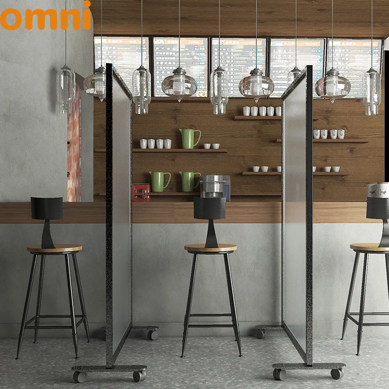 Aluminum Frame Workplace Division Freestanding Partition Screen with Wheels