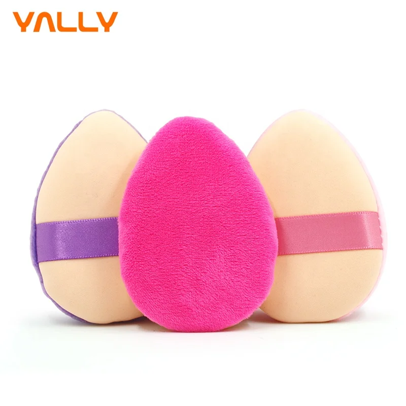Wholesale Customized Pink Velvet Makeup Setting Thick Puffs Luxury Cosmetic Pocket Finger Powder Puff for Face