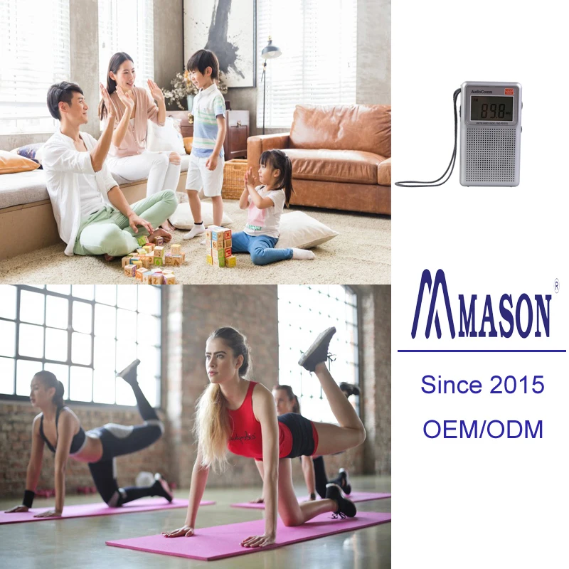 Professional manufacturer Mason radio digital small size am fm 2 bands mini radio
