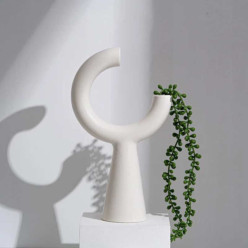 nordic ins modern decorative home accessories decoration vase set ceramic art crafts vase white ceramic flower vase