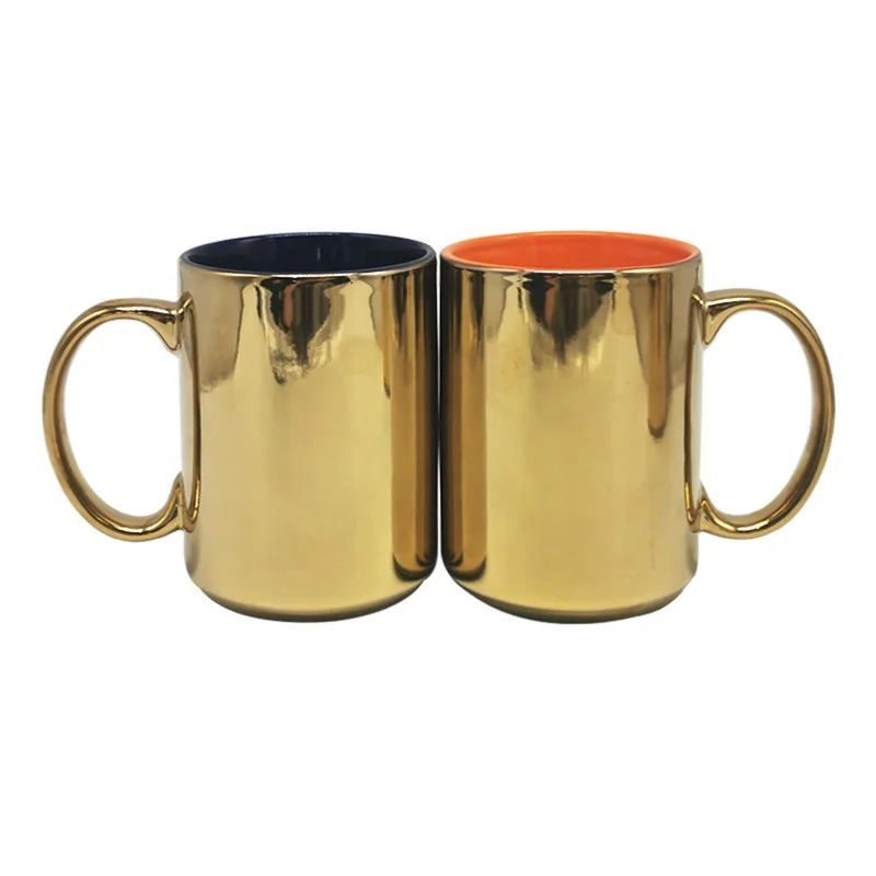 Personalised mugs Christmas golden sublimation mugs 15 oz electroplated large coffee mug