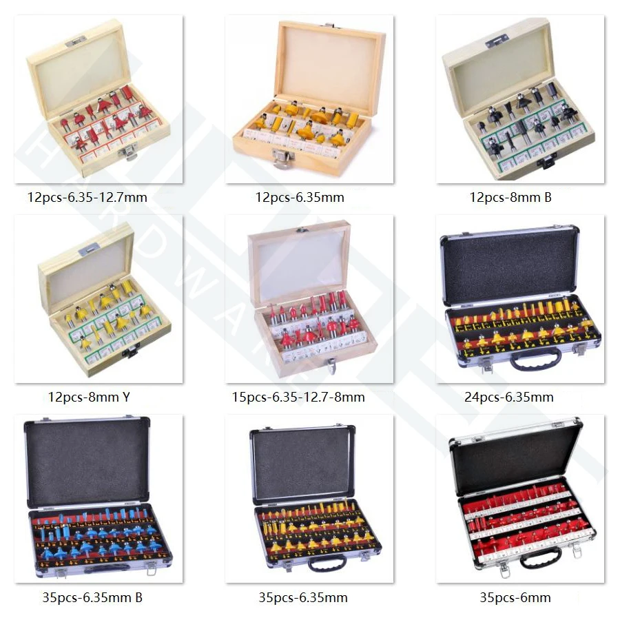 2pcs 8mm shank 6.35mm carbide blades Tongue and groove router bits woodworking milling cutter set furniture tools