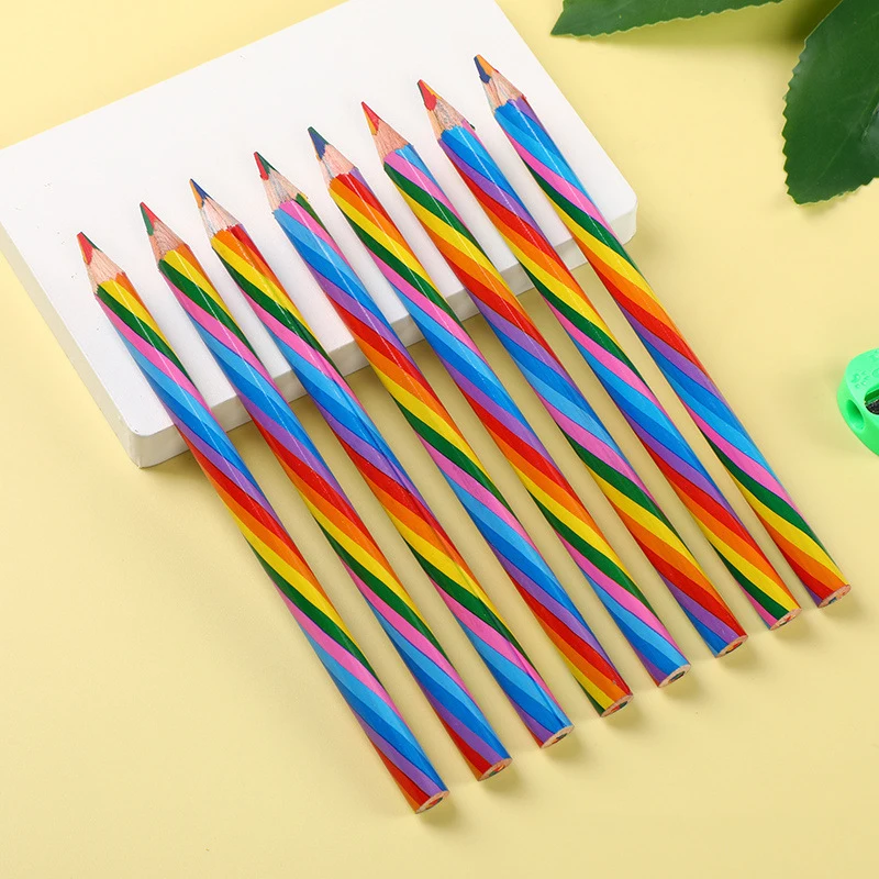 Eco Friendly Kids Sketch Drawing Colorful Triangle Wooden Hb Pencil for School