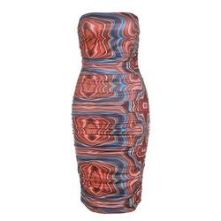 Kliou K21D04642 Summer Skinny Backless Print Club Dresses 2021 Casual Dresses  Women