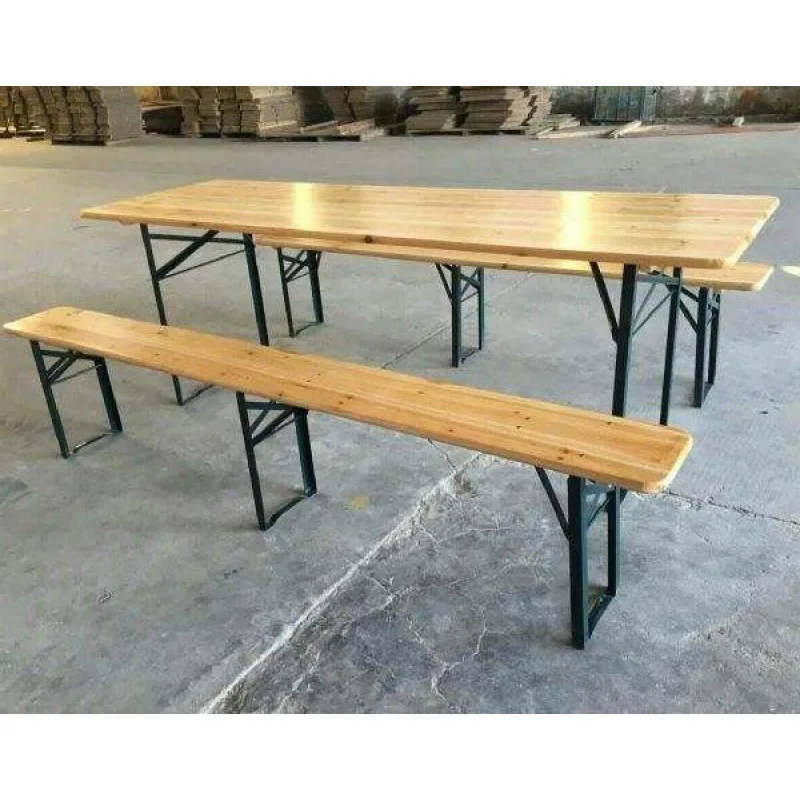 3PCS Beer Table Bench Set Outdoor beer holder Garden folding dining table wooden folding beer table for event with folding chair