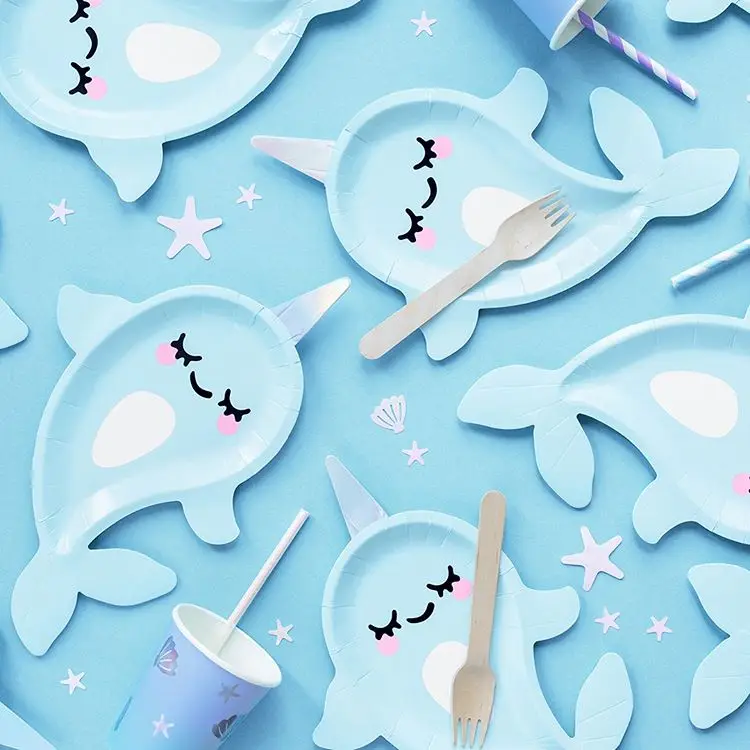 Narwhal Paper Party Plates disposable paper plate children party decoration