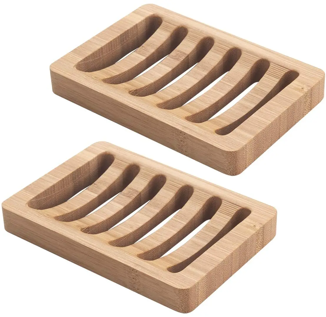 2022 Amazon trending bathroom accessories Wholesale Luxury Bath Bamboo Wood Soap Dish Magnetic, Bar Soap Holder