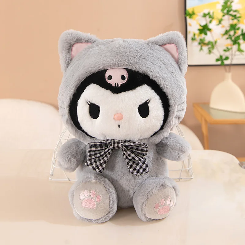 Cure Kuromi Plush Toy Transformed into Cat Plush Doll Kitty Rag Doll Birthday Gift for Children and Girls