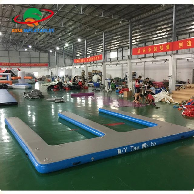 
Drop stitch material Teak inflatable platform floating pontoon, E shape inflatable jet ski dock 