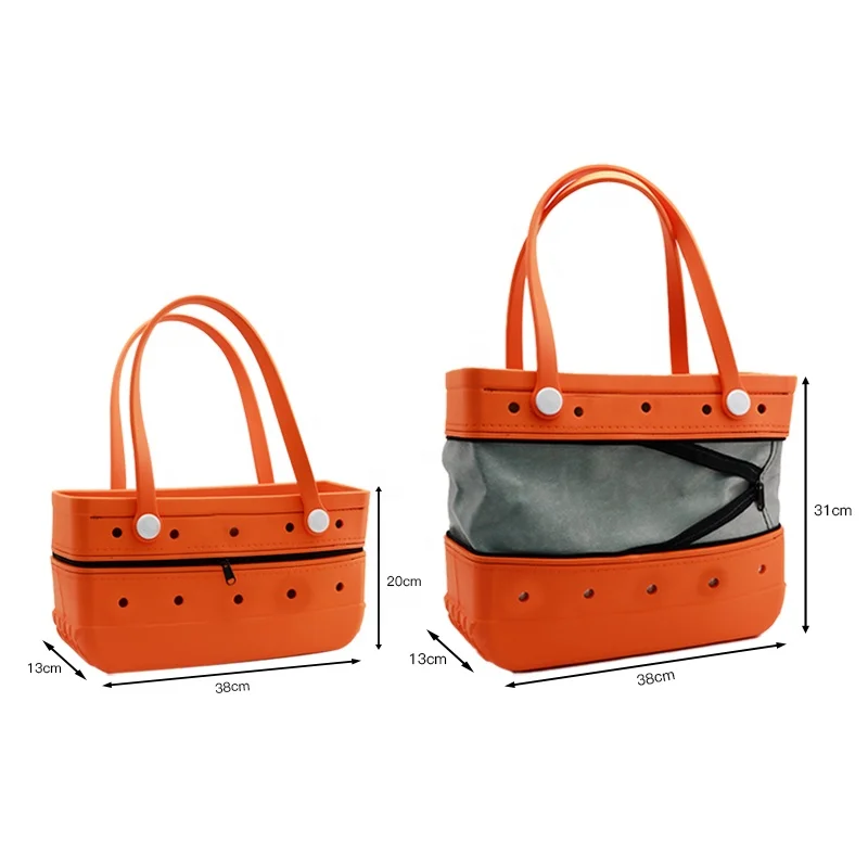 Waterproof zipper eva beach tote bag fashion design swimming pool waterproof eva handbag rubber eva beach bag