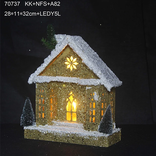 led lighted wooden house with lights for Christmas festival decoration