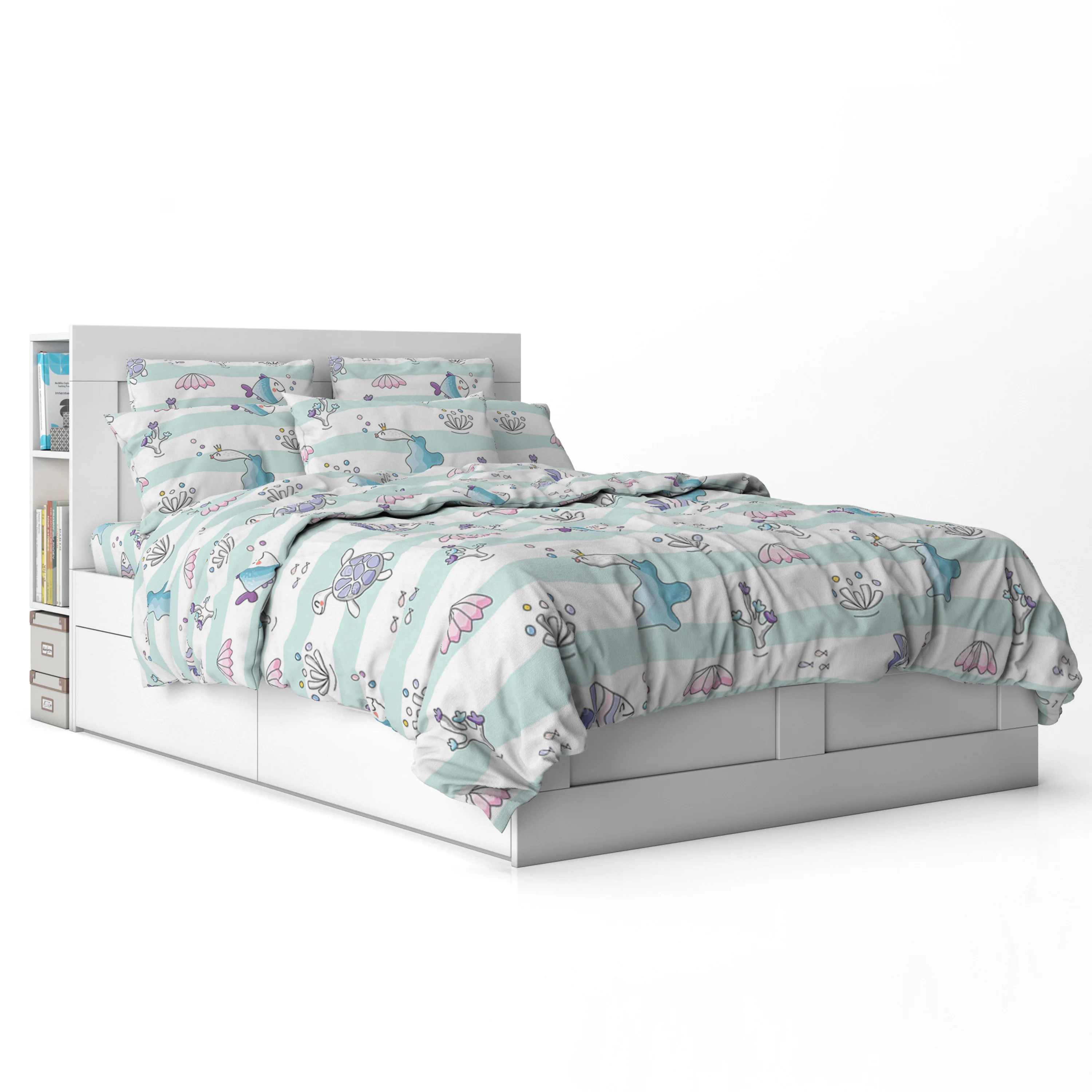 Customized 4 pieces fashion 100% polyester duvet cover set machine washable bedding set with 2 pillow cases