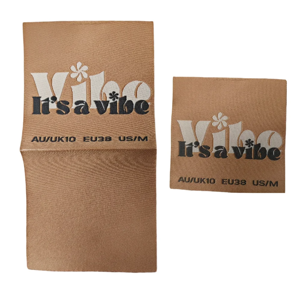 Factory Wholesale Custom High Definition 25*55cm Woven Label Washable High Density Center Fold Tshirt Neck Label For Kid