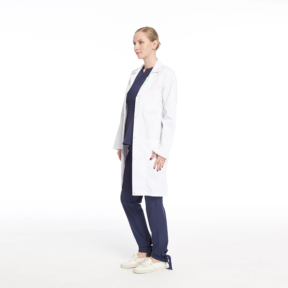 Custom White Lab Coat Doctor Medical Work Robe Long Gowns Uniform Hospital Pharmacy Clinic Staff Wear Workwear