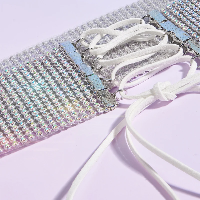 Hot Sale Women Showing Charming Temperament Girdling Belt Colorful Rhinestone Lace-Up Waist Girdle