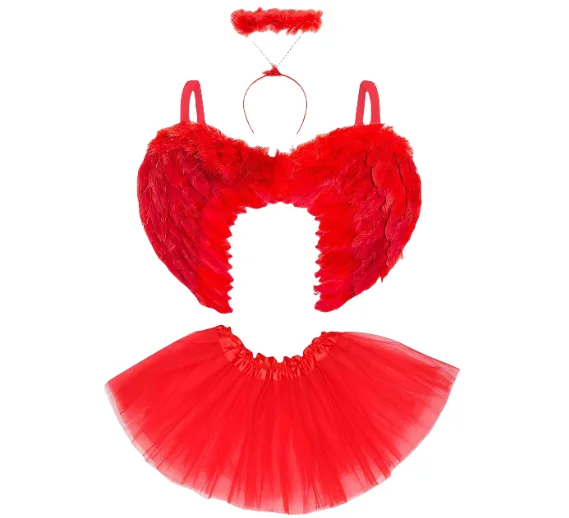 Hot  White Angel Wings and Halo Adult Fairy Wings Angel Costume White Wings Tutu and White Halo Fallen Angel Halloween Costume