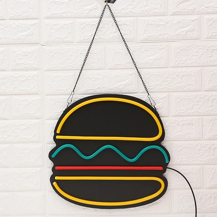 Factory direct hamburger restaurant LED luminous sign flexible neon sign