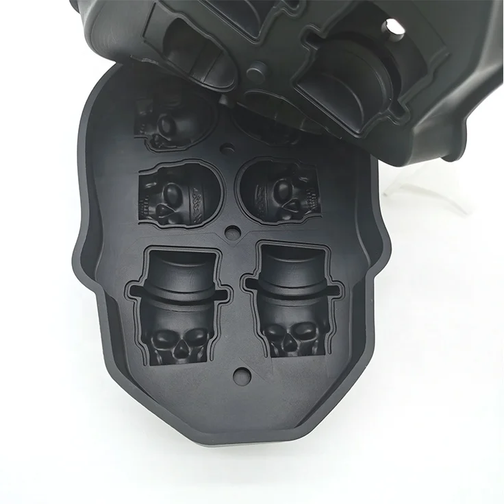 3D Skull Ice Mold Tray Whiskey Ice Silicone Flexible Ice Maker for Cocktails Jelly Candy Chocolate