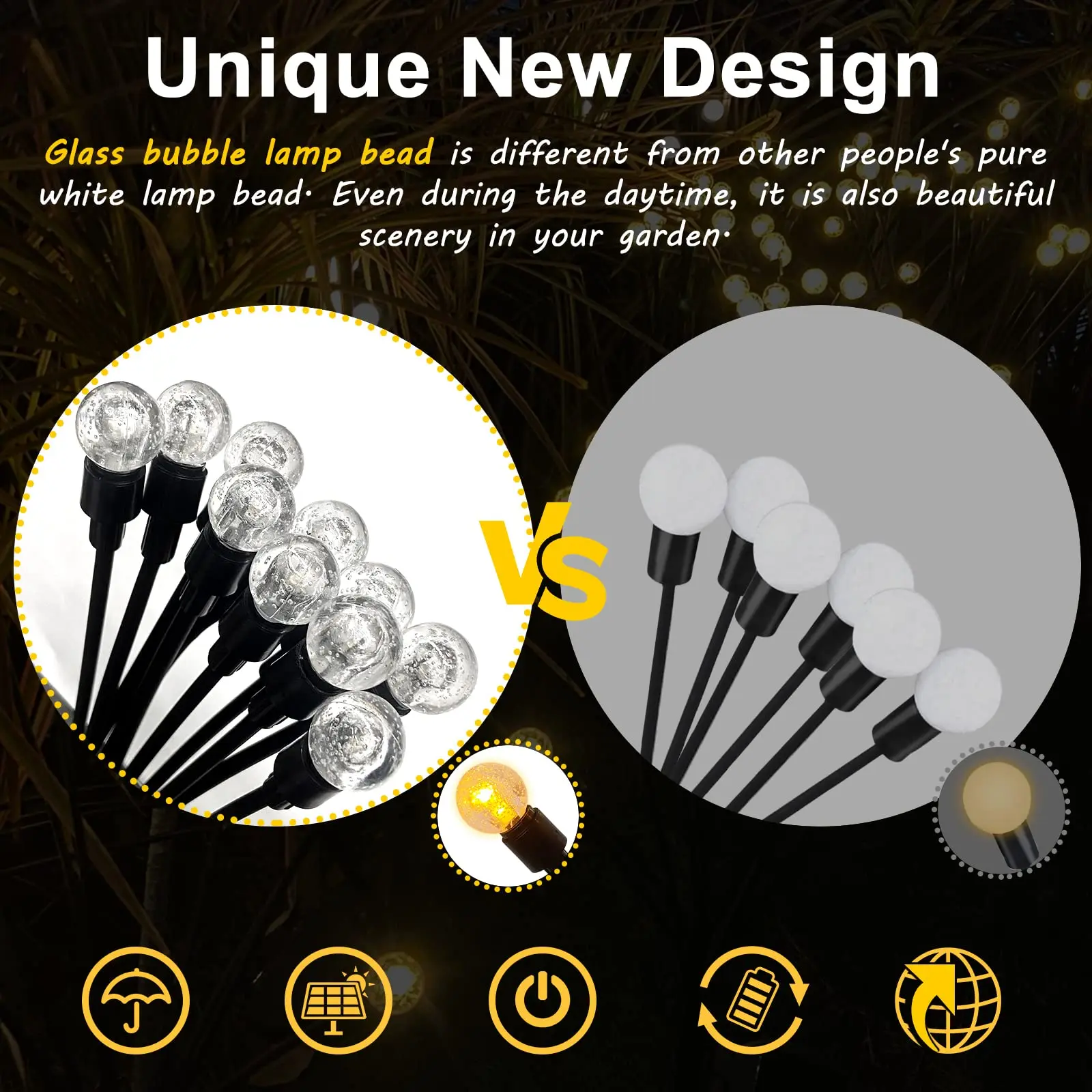 Solar Powered Firefly Garden Lights Garden Lights for Outside Warm Solar Firefly Lights Extra Long Battery Life Waterproof