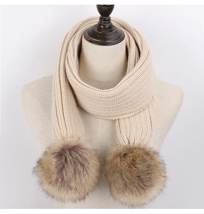 Модный новый детский шерстяной комплект шапка шарф для мальчиков и девочек утолщенный большой шерстяной шарик вязаный комплект шапки для защиты ушей