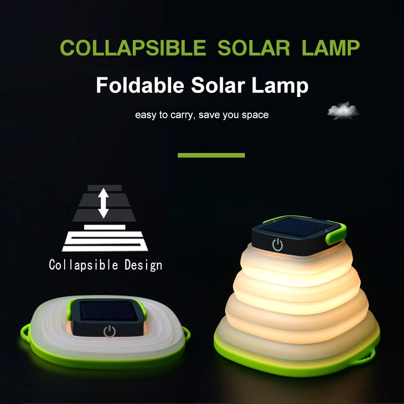 Wholesale price high quality Collapsible Waterproof Solar LED lamp folding LED Camping light Lantern for outdoor