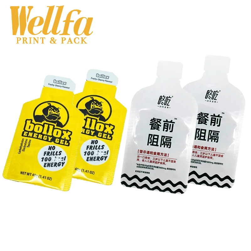 Manufacturer Custom Size Printed Skincare Cosmetic Sample Packing Die Cut Mylar Bag Juice Honey Sachets Bottle Shaped Bags