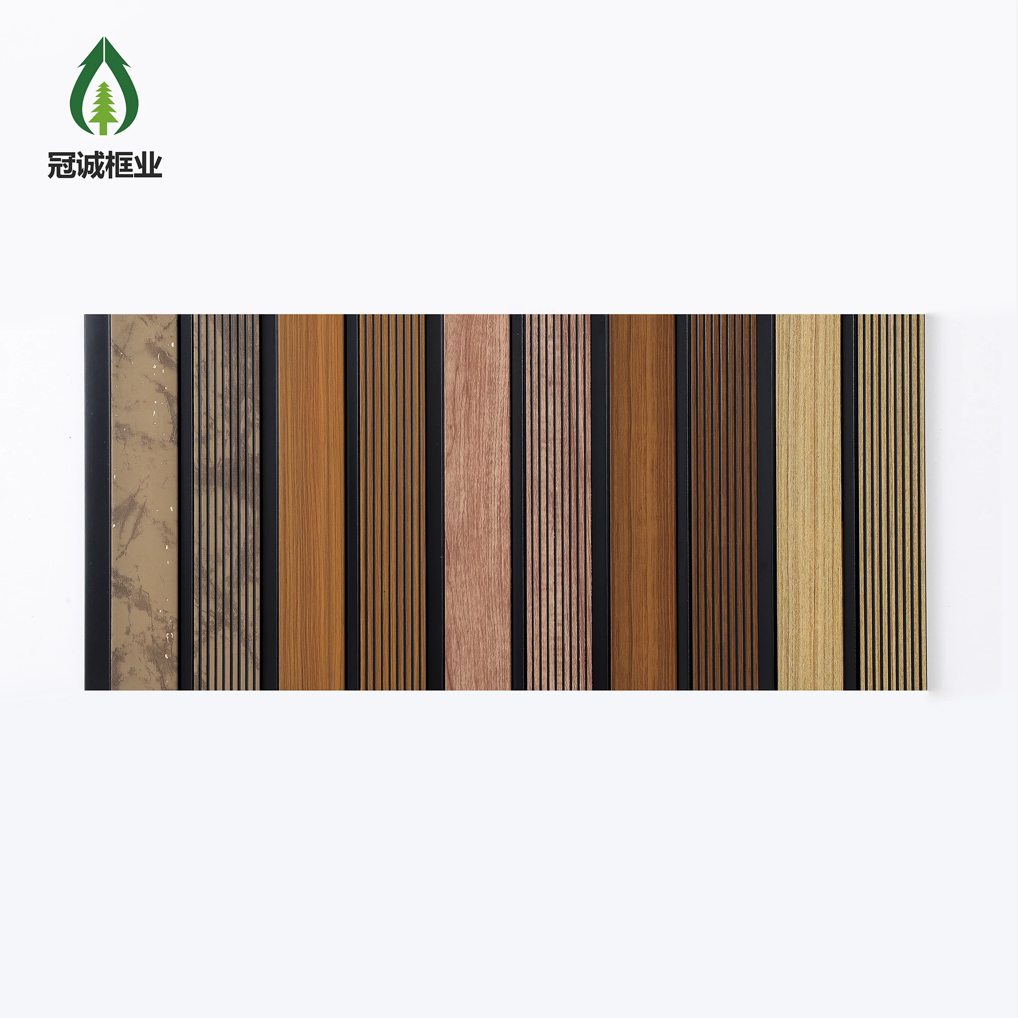 High Quality Customized Modern 3d Gold Line Luxury Design Waterproof Fluted Wood Slat Ps Interior Wall Panel For Indoor Decor