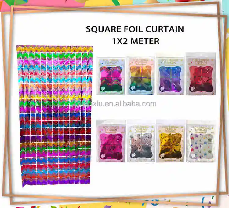Shimmer Metallic Foil Square Curtain Birthday Wedding Supplies Rose Gold Factory Made White 1.5*3M