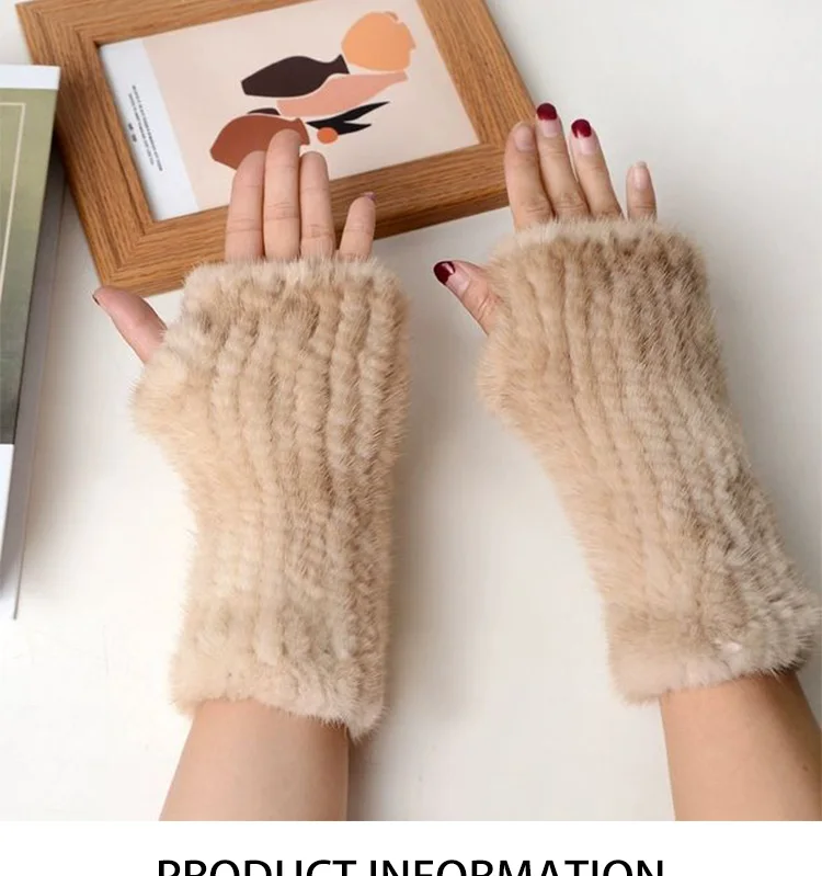 Knit Fur Hand Warmer Mittens