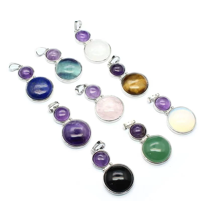 Fashion natural stone jewelry two stones pendant designs gourd shaped charm pendant DIY jewelry accessories pendant for necklace